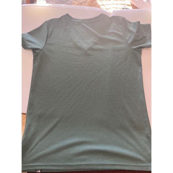 The North Face Womens Ribbed V Neck Short Sleeve T Shirt Green Size L - Picture 4 of 7